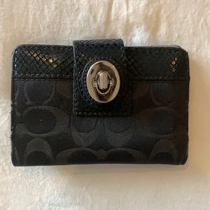 Black leather/canvas Coach wallet